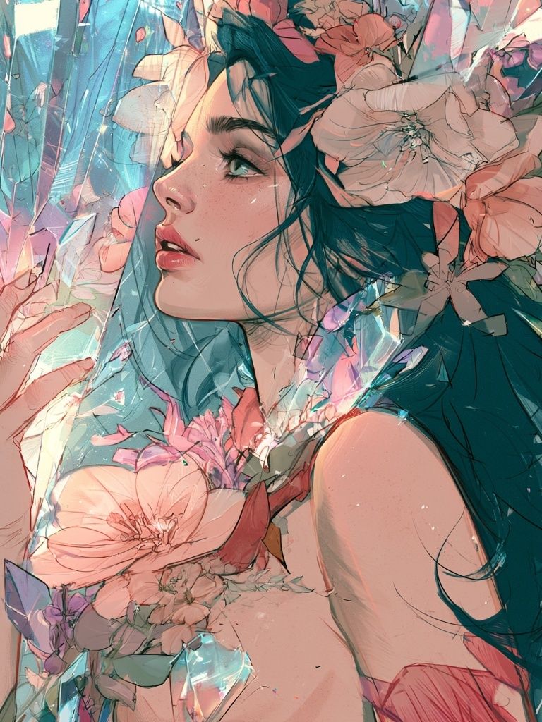 Floral Crystal Portrait Poster. poster detail