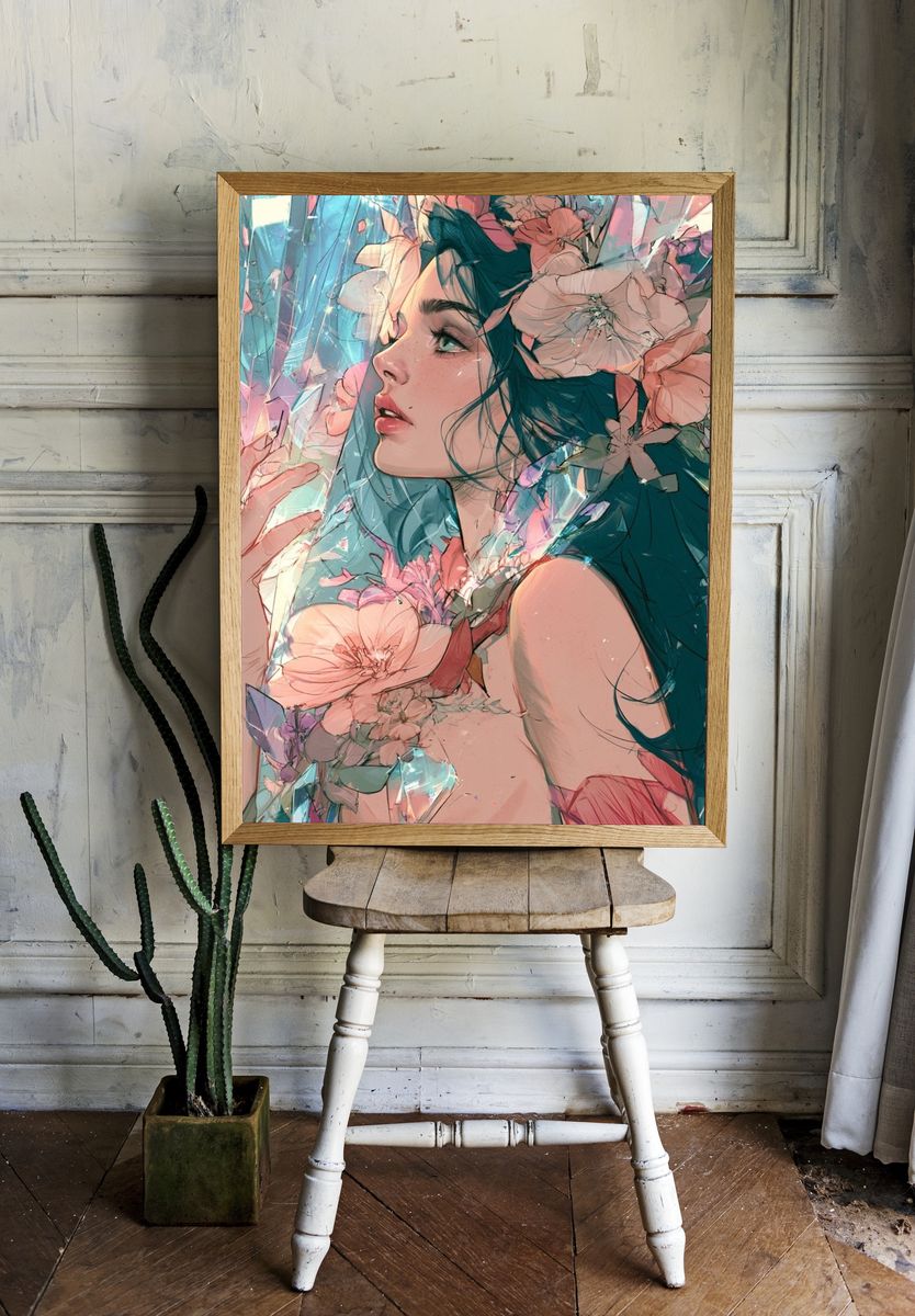 Floral Crystal Portrait Poster. room preview