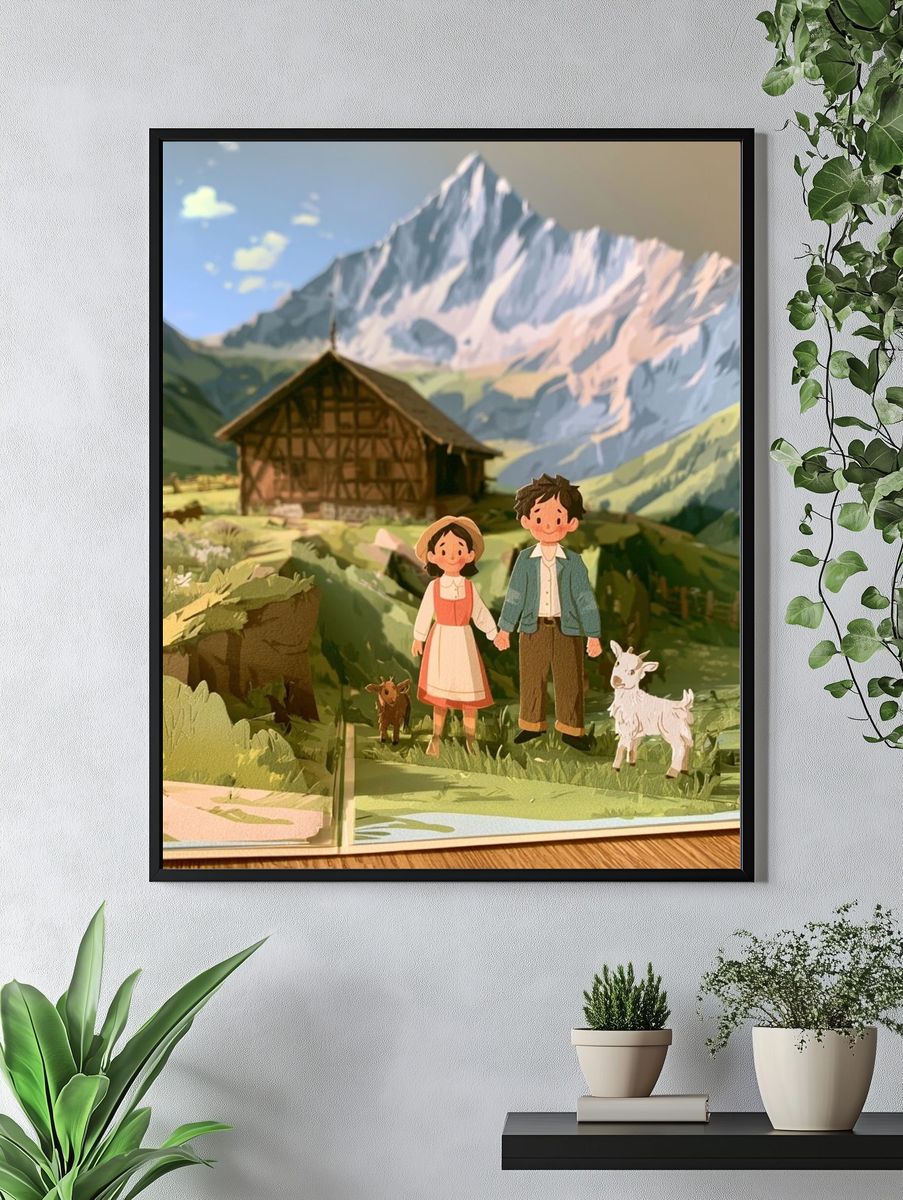 Alpine Paper Village Illustration Poster. — room view 4