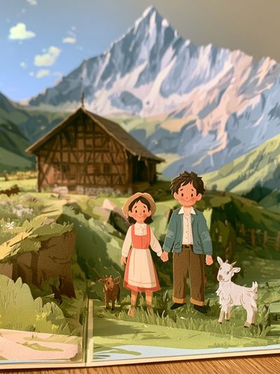 Alpine Paper Village Illustration Poster. poster