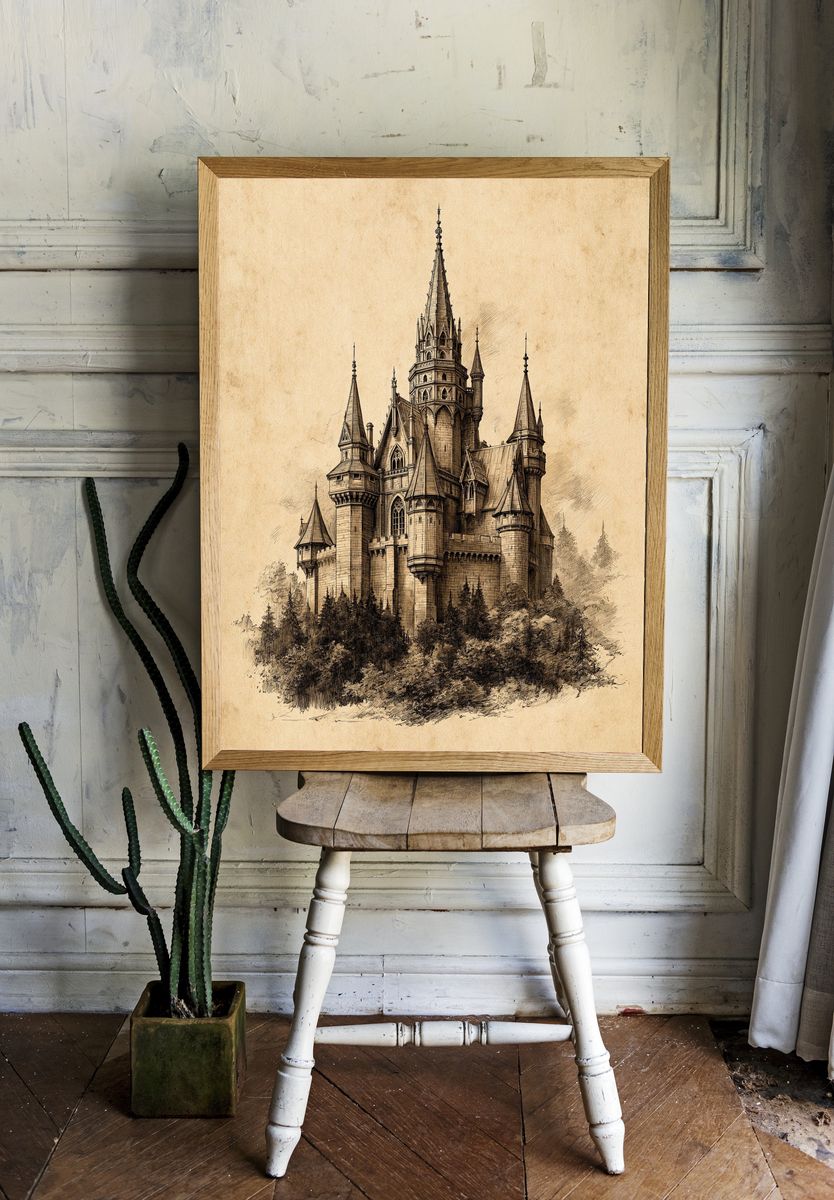 Gothic Castle Sketch Poster. — room view 1