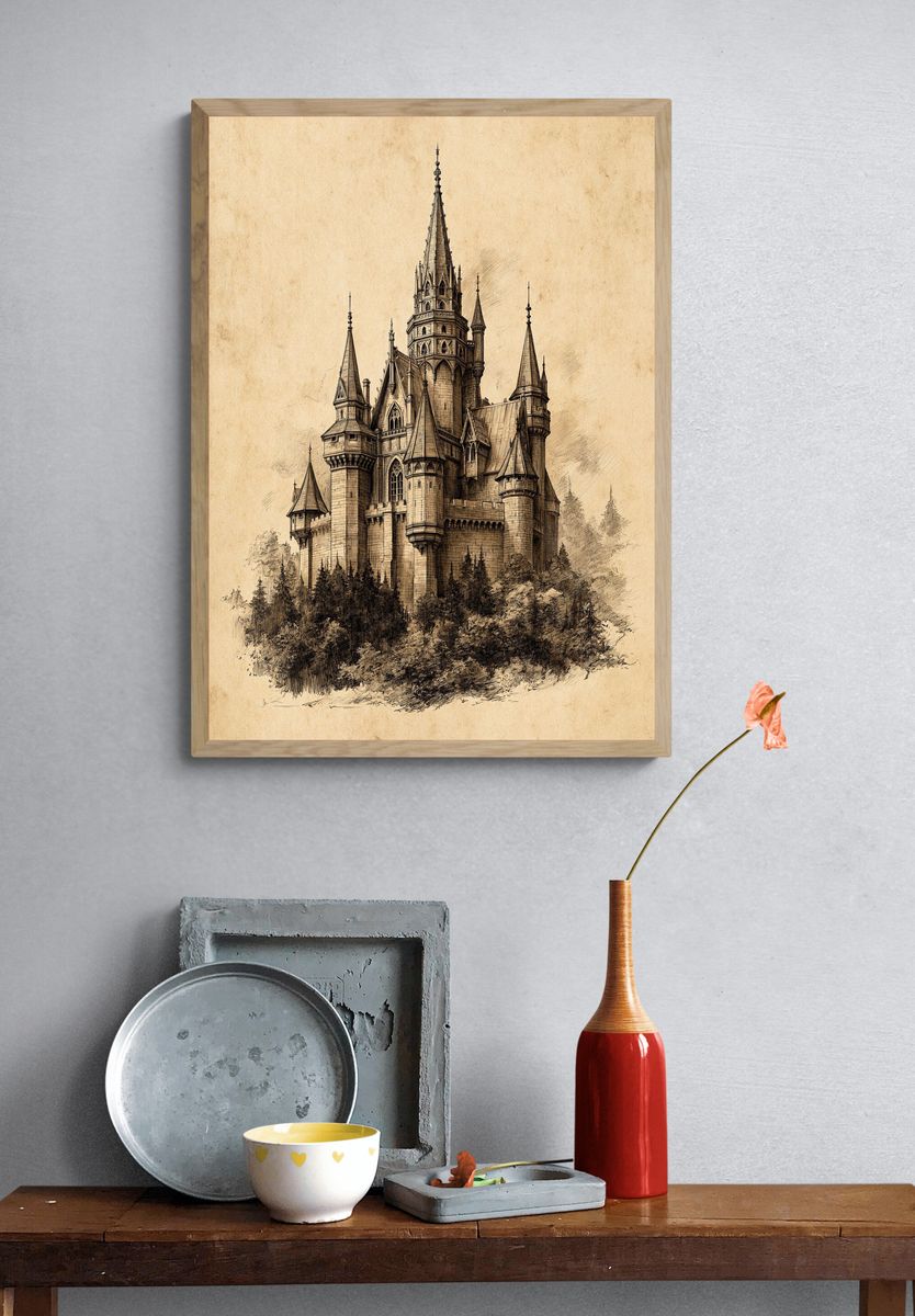 Gothic Castle Sketch Poster. — room view 3