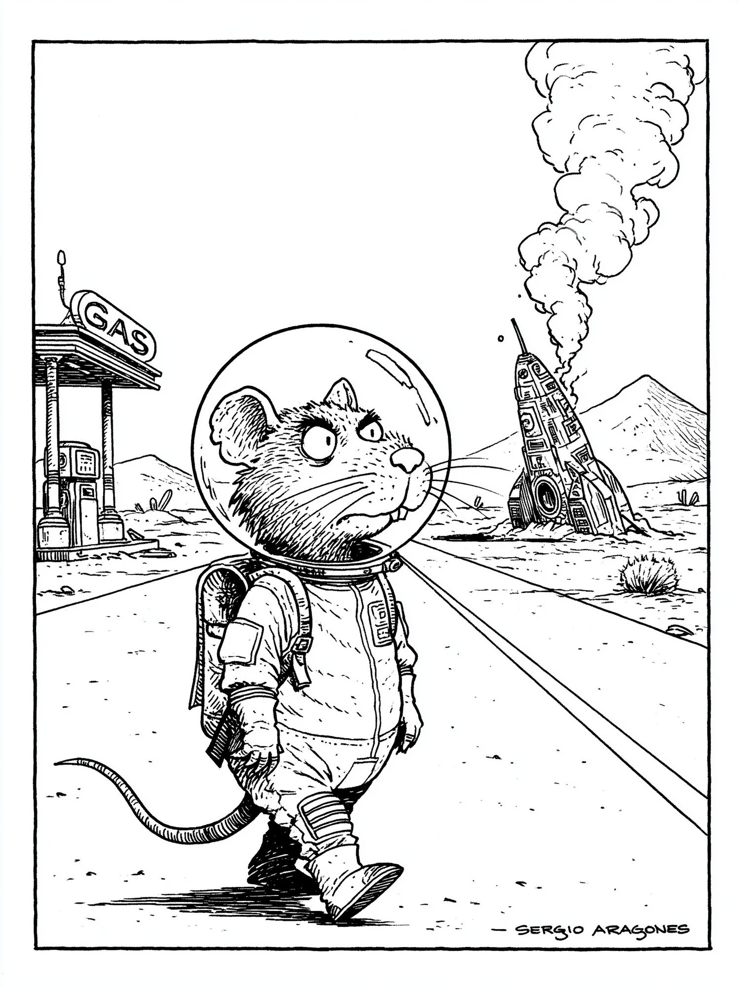 Astronaut Mouse Cartoon Print. poster detail