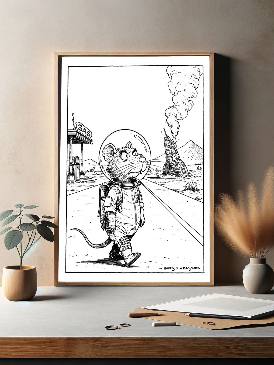 Astronaut Mouse Cartoon Print. — room view 2