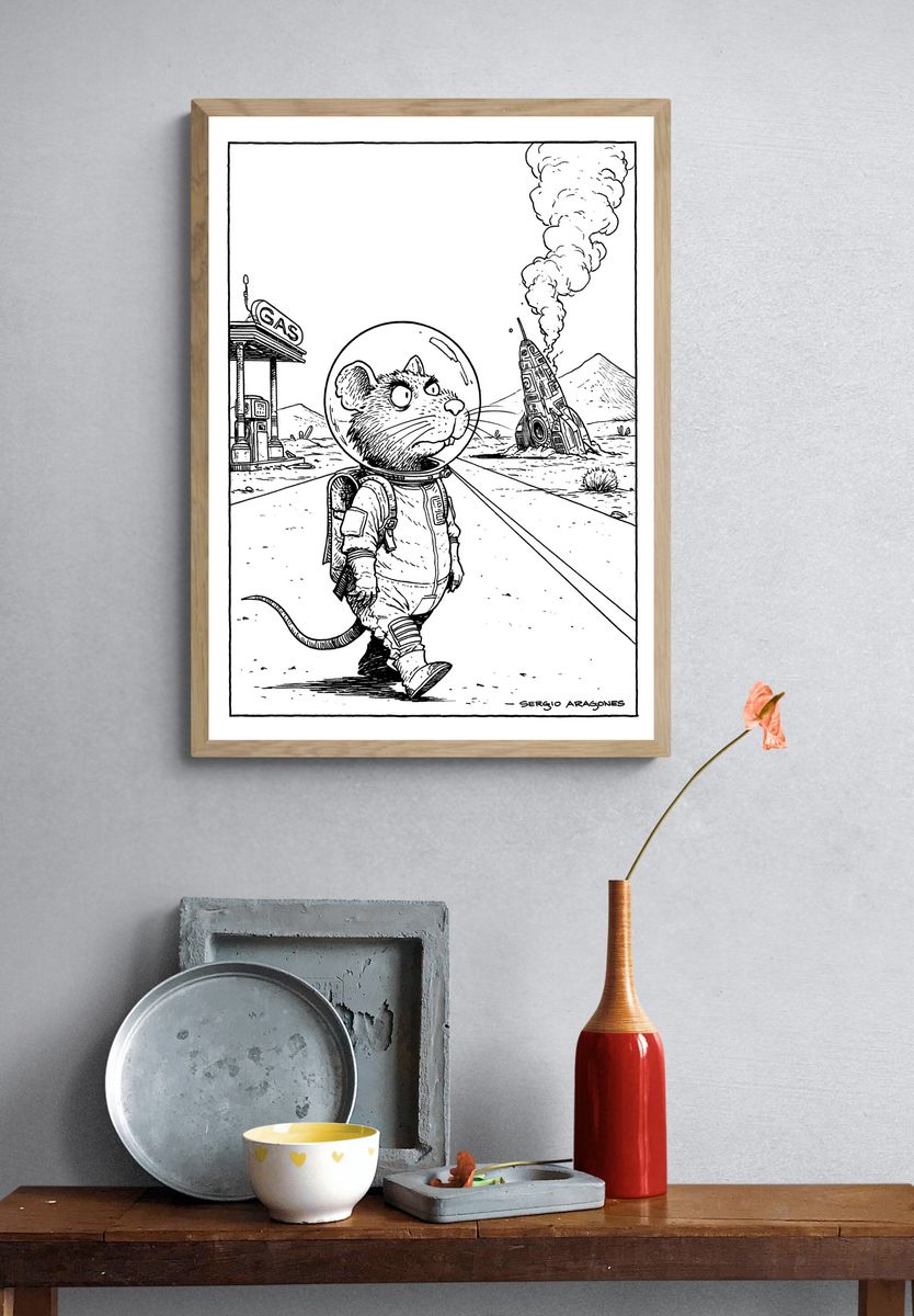 Astronaut Mouse Cartoon Print. — room view 3