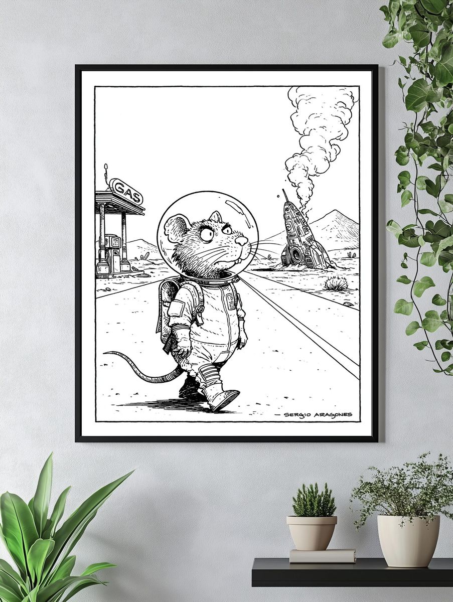 Astronaut Mouse Cartoon Print. — room view 4