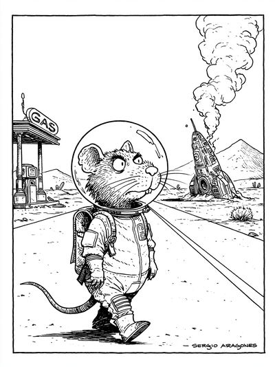 Astronaut Mouse Cartoon Print. poster