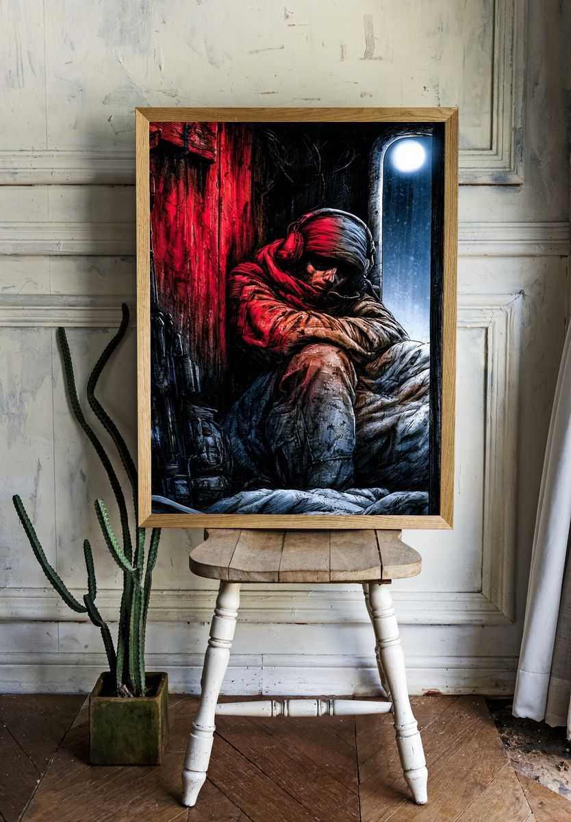 Soldier in Red Light Illustration Poster. room preview