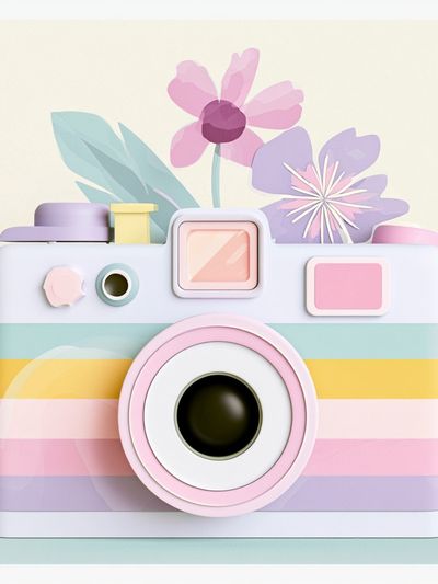 Pastel Camera Illustration Poster. poster