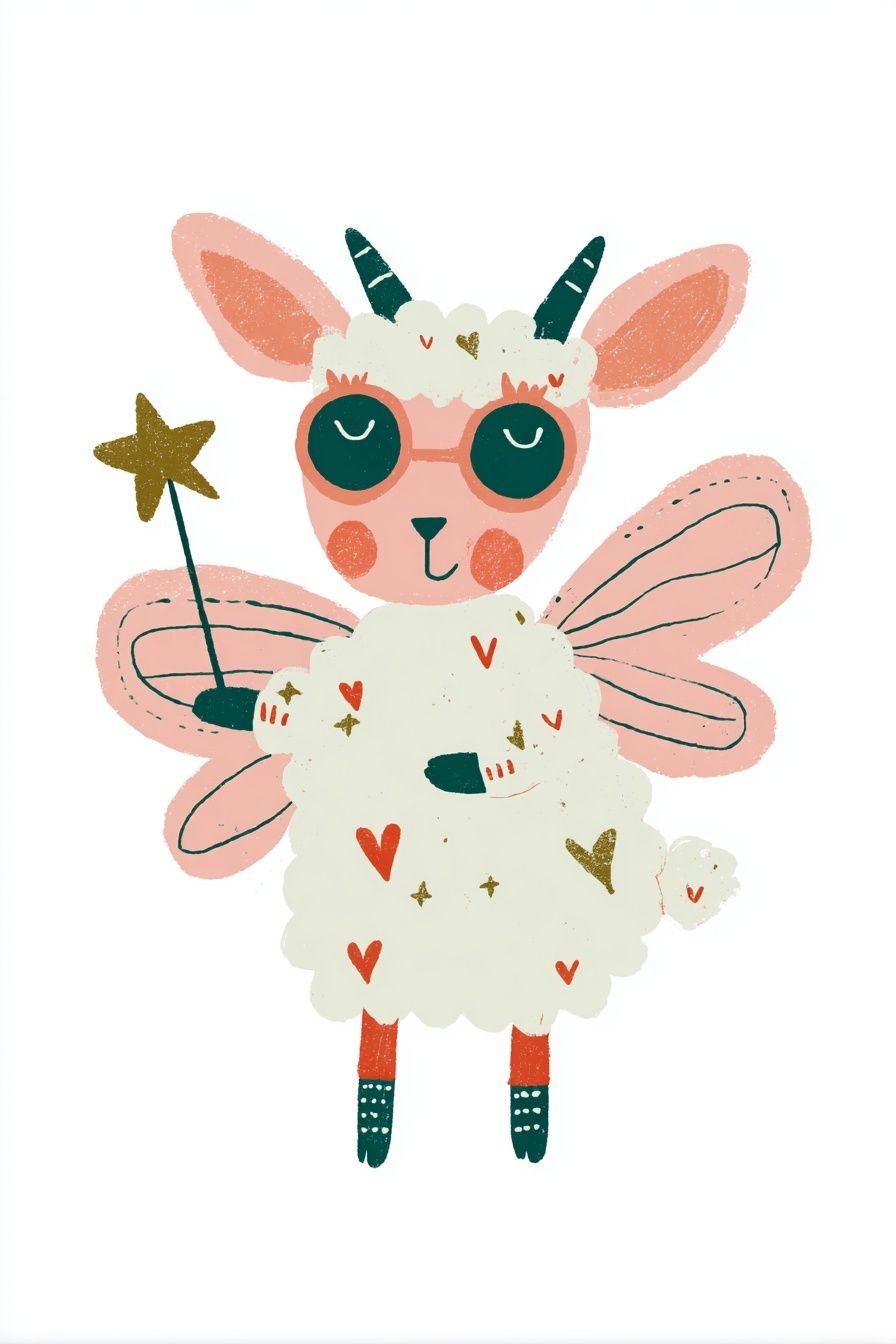 Cute Fairy Lamb Illustration Poster. poster detail