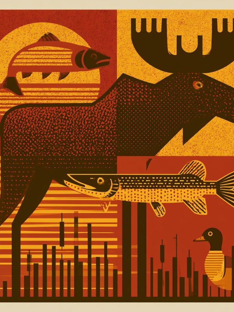 Northwoods Wildlife Illustration Poster. poster — illustration art