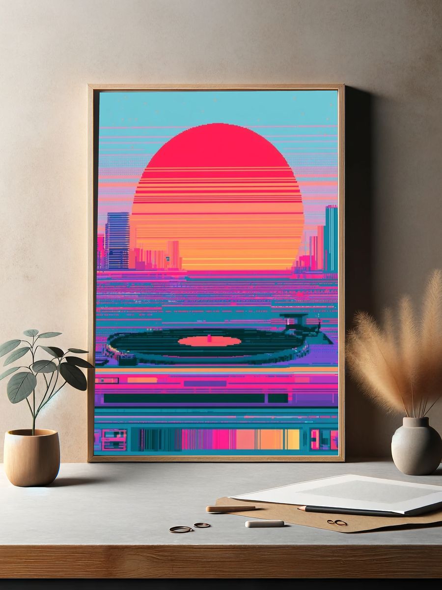 Vintage Boy in Armchair Illustration Poster. — room view 2