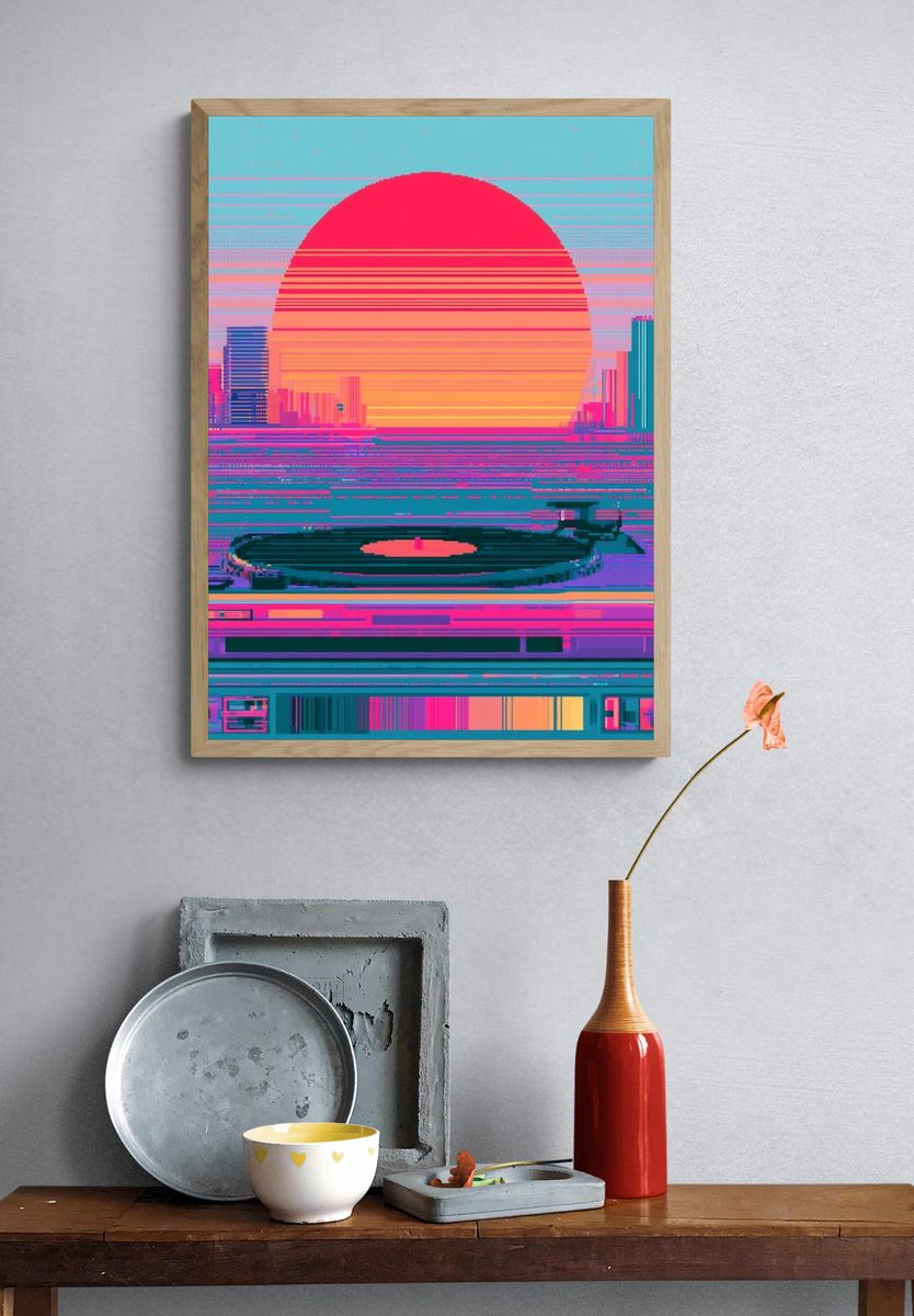 Vintage Boy in Armchair Illustration Poster. — room view 3