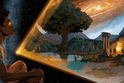 Cosmic Meditation Illustration Poster. poster