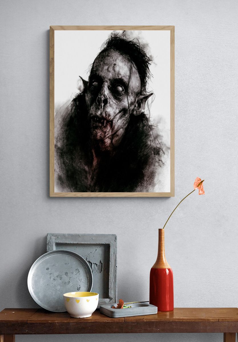 Gothic Vampire Portrait Print. — room view 3