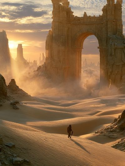 Desert Ruins at Sunrise Poster. poster print