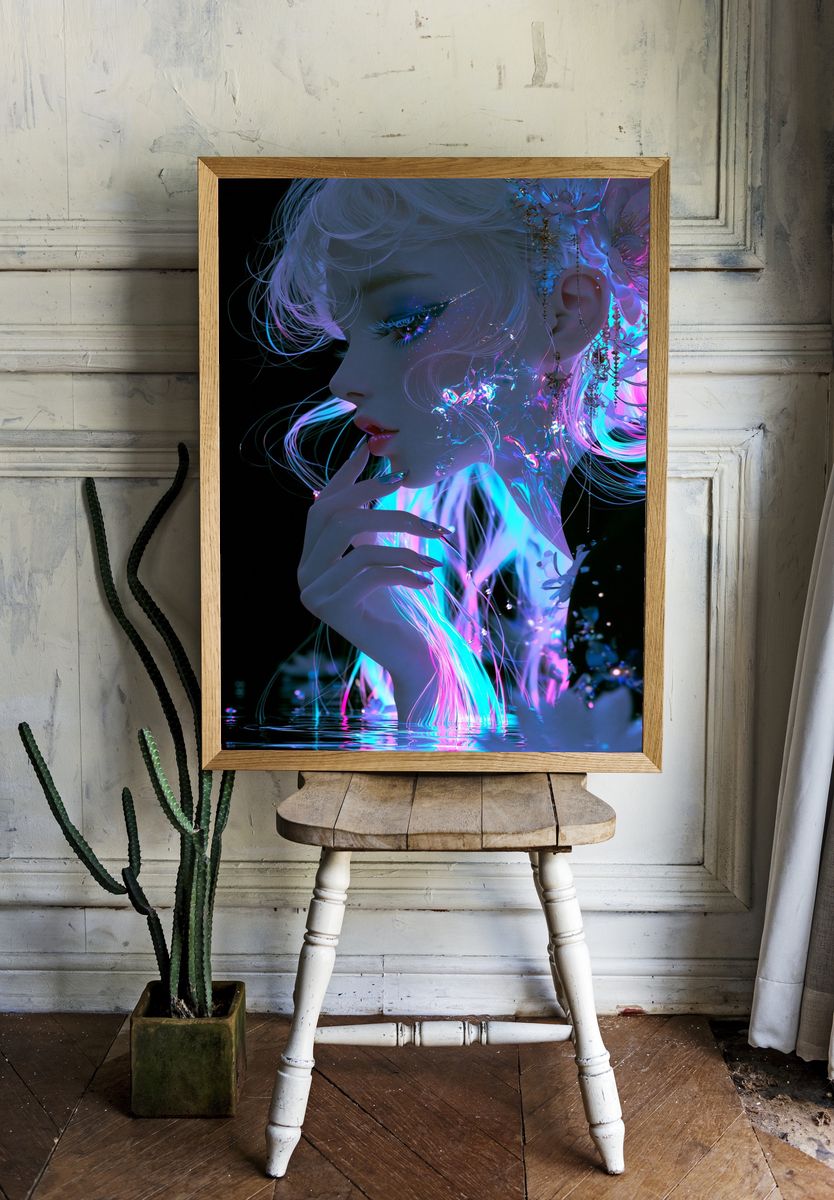 Neon Dream Portrait Print. — room view 1