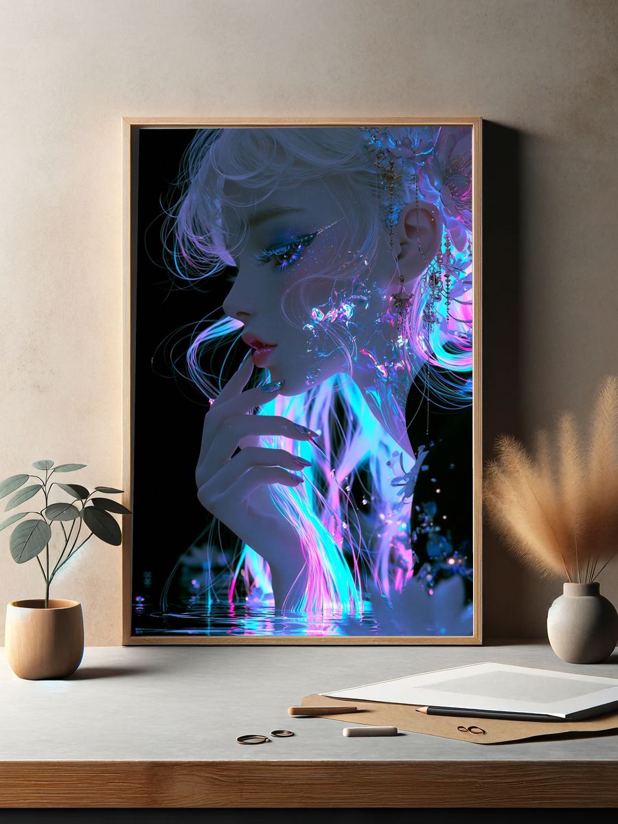 Neon Dream Portrait Print. — room view 2