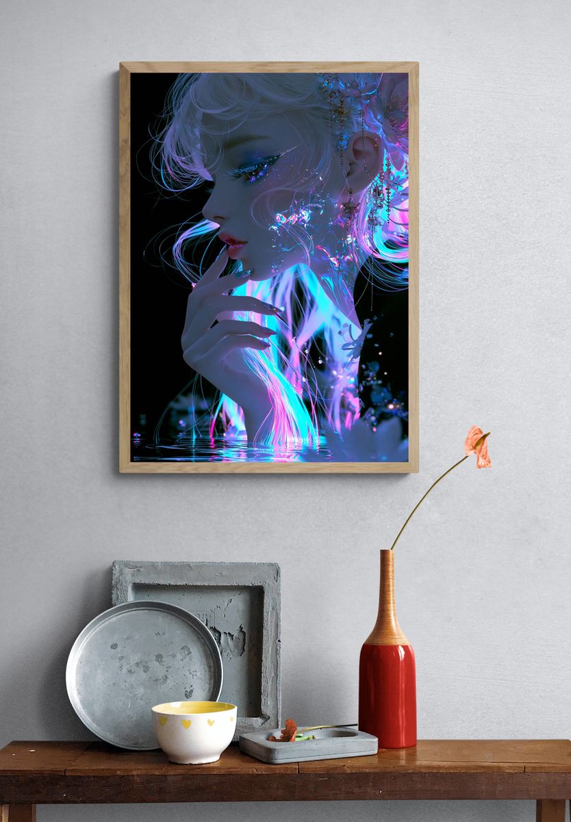 Neon Dream Portrait Print. — room view 3
