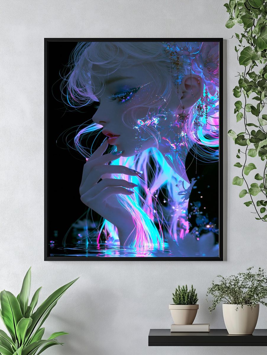 Neon Dream Portrait Print. — room view 4