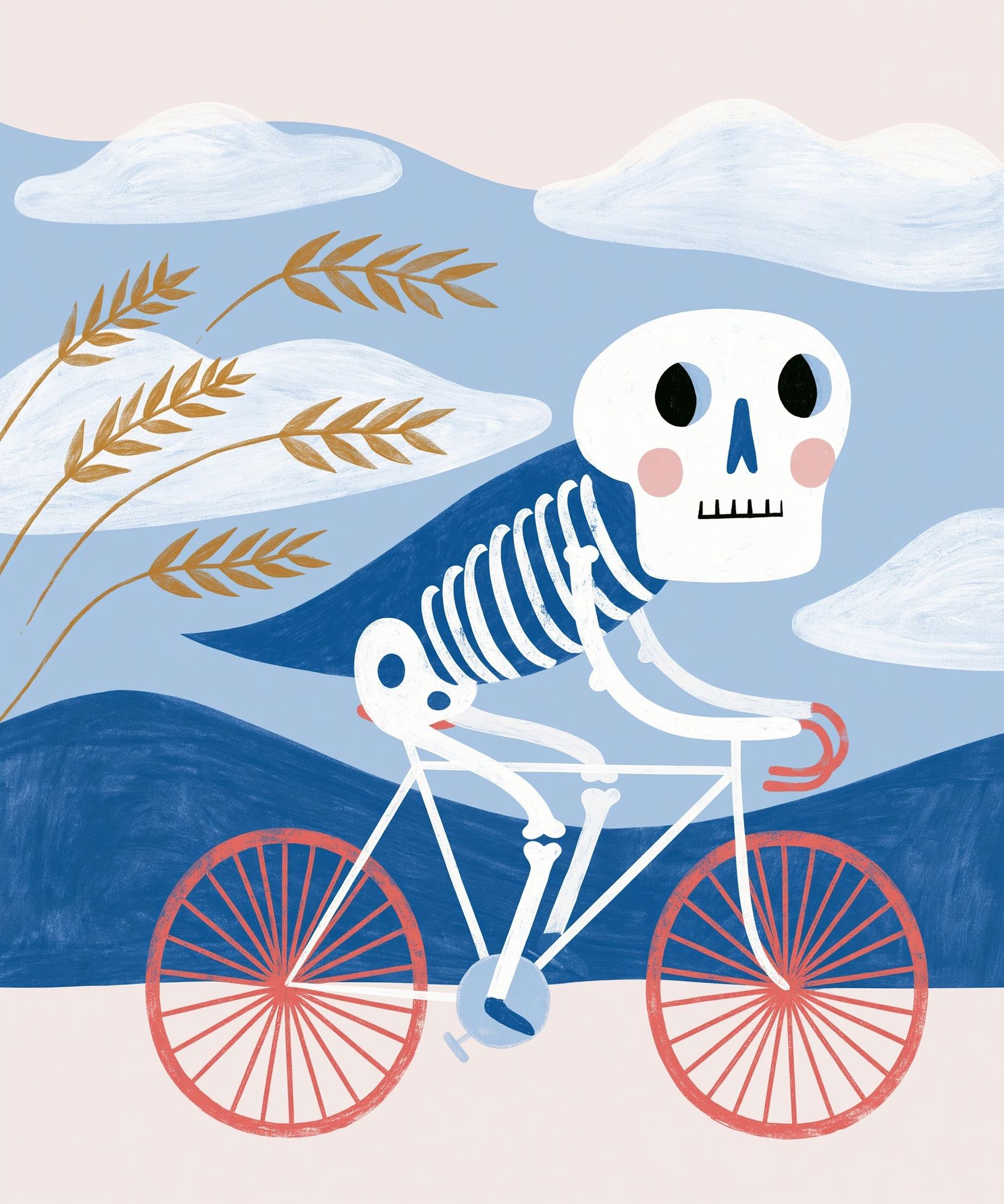 Skeleton Bicycle Illustration Poster. poster — illustration art