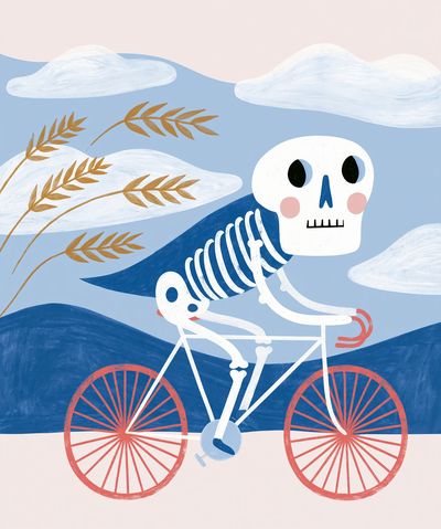 Skeleton Bicycle Illustration Poster.
