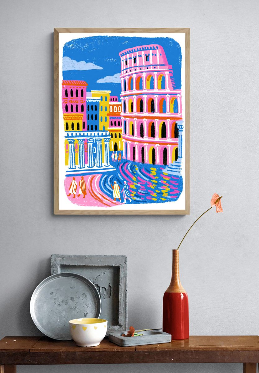Street Encounter Watercolor Poster. — room view 3