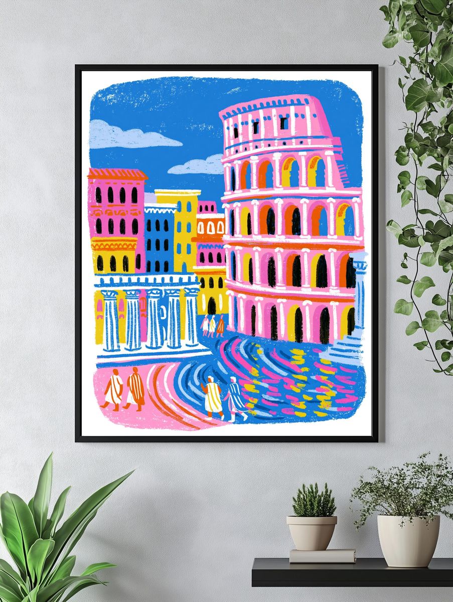 Street Encounter Watercolor Poster. — room view 4