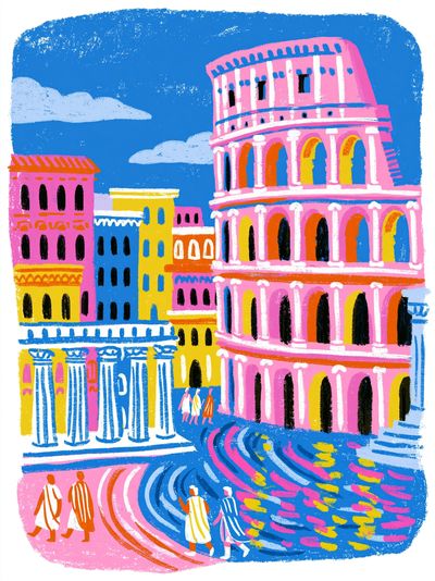 Street Encounter Watercolor Poster. poster print