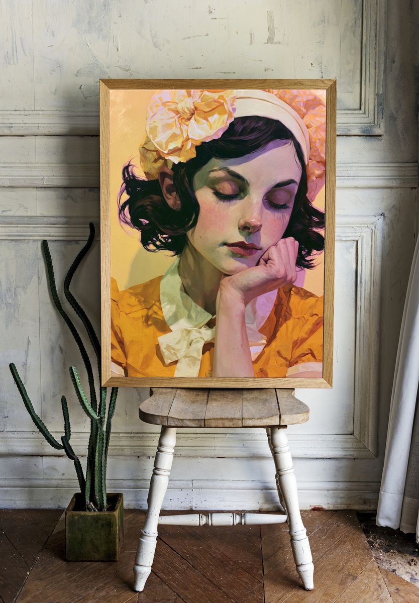 Dreamy Portrait Illustration Poster. — room view 1