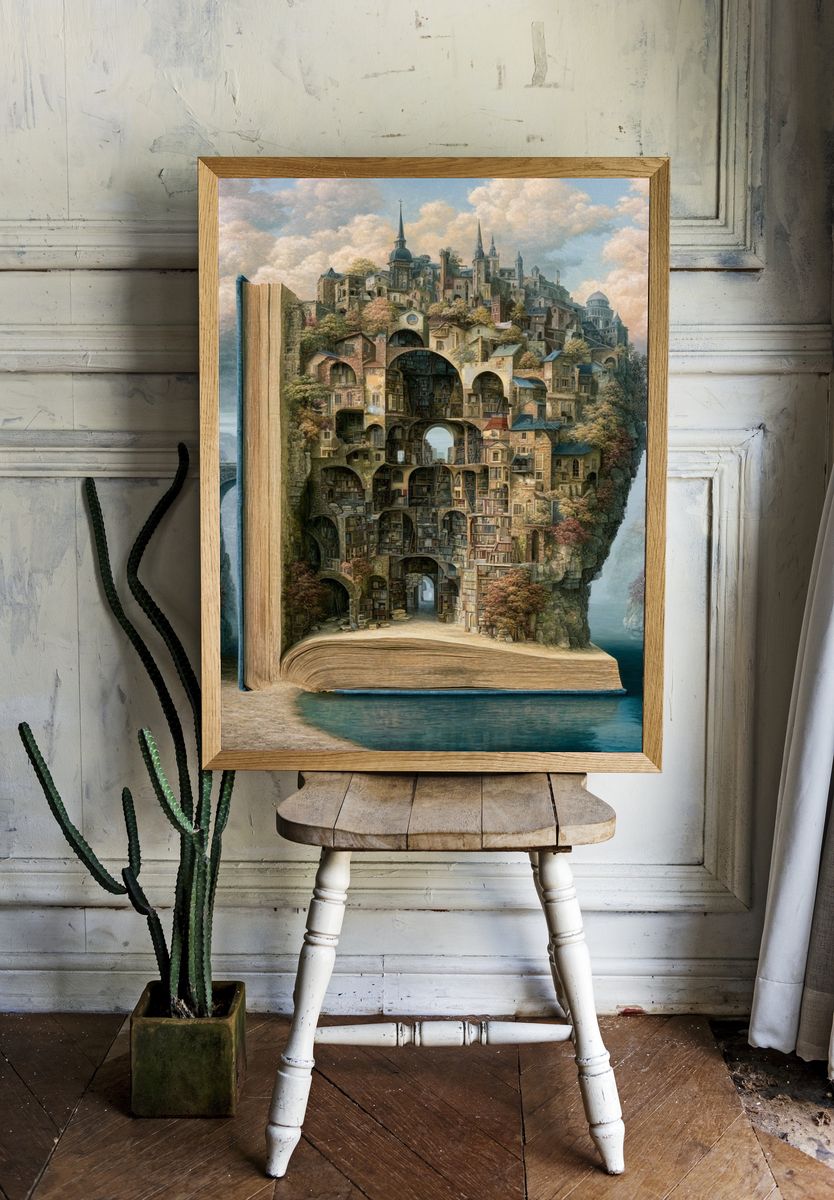 Floating Library Fantasy Print. — room view 1