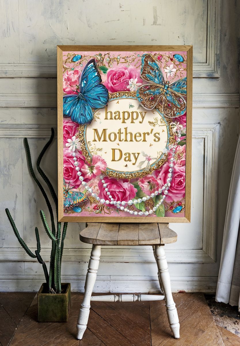 Happy Mother's Day Floral Butterfly Poster room preview