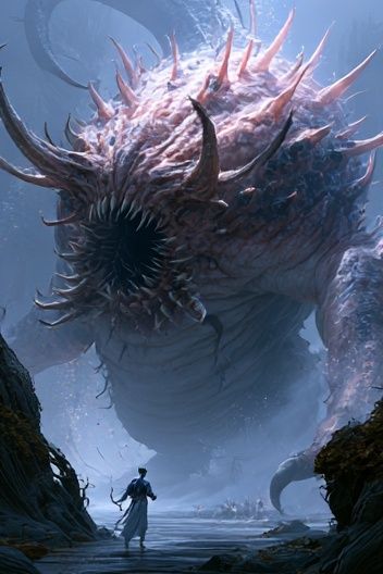 Sea Monster Fantasy Illustration Poster. poster detail