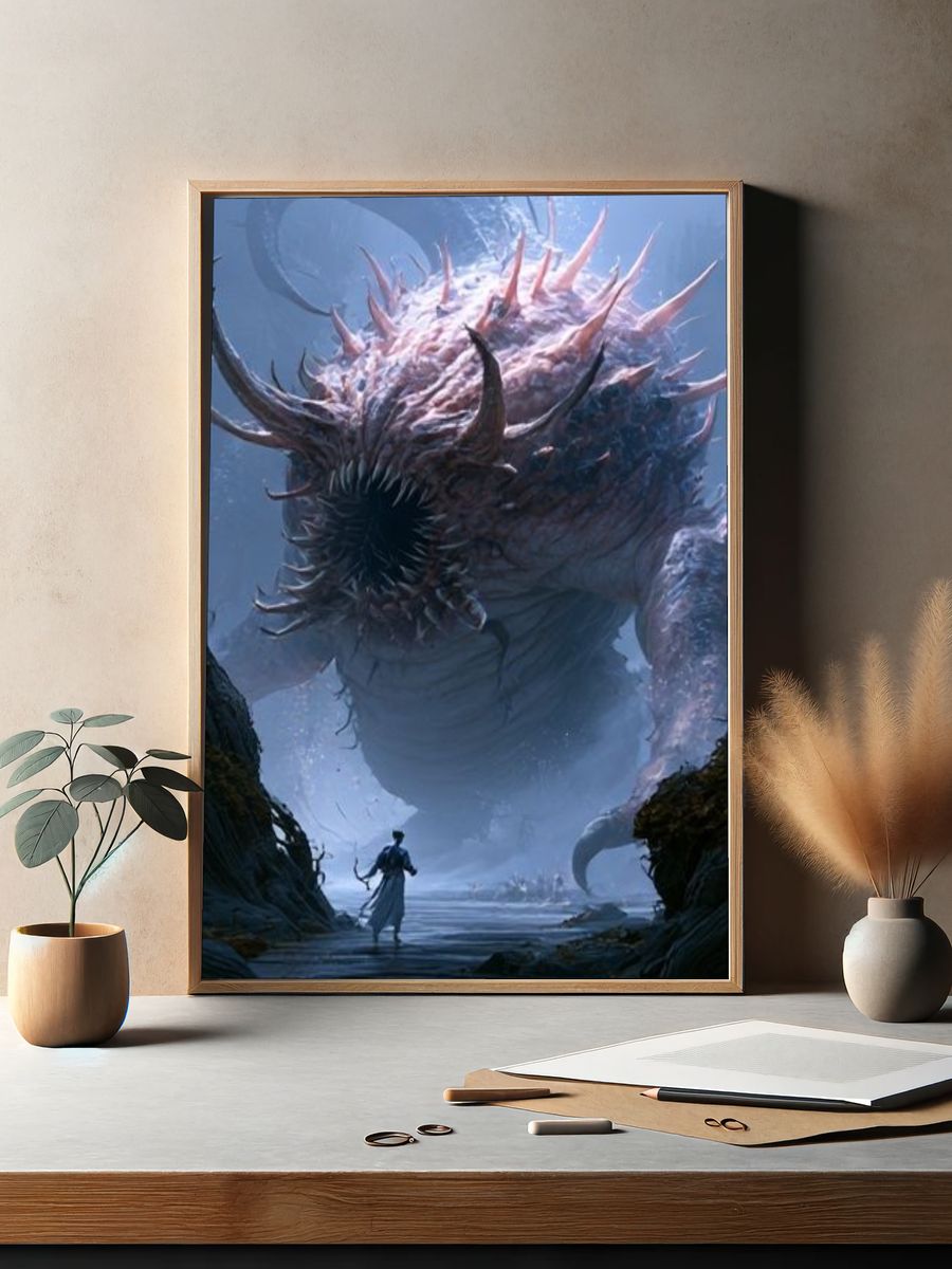 Sea Monster Fantasy Illustration Poster. — room view 2