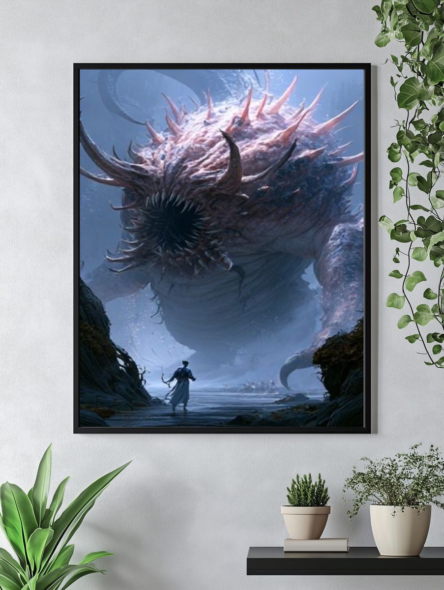 Sea Monster Fantasy Illustration Poster. — room view 4