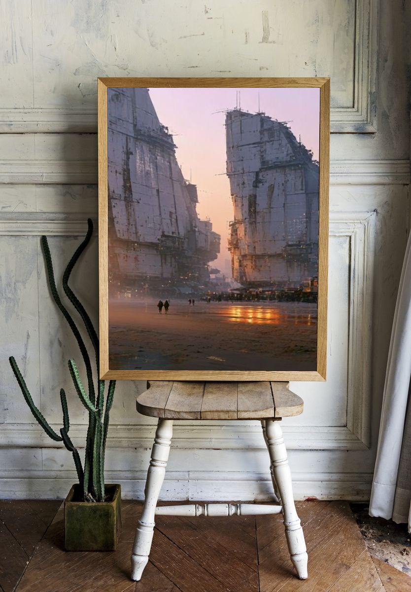 Futuristic Cityscape Sunset Poster. room preview