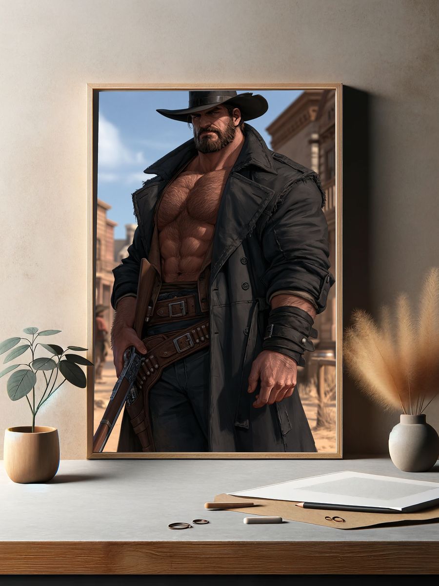 Cowboy Gunslinger — Illustration Print. — room view 2