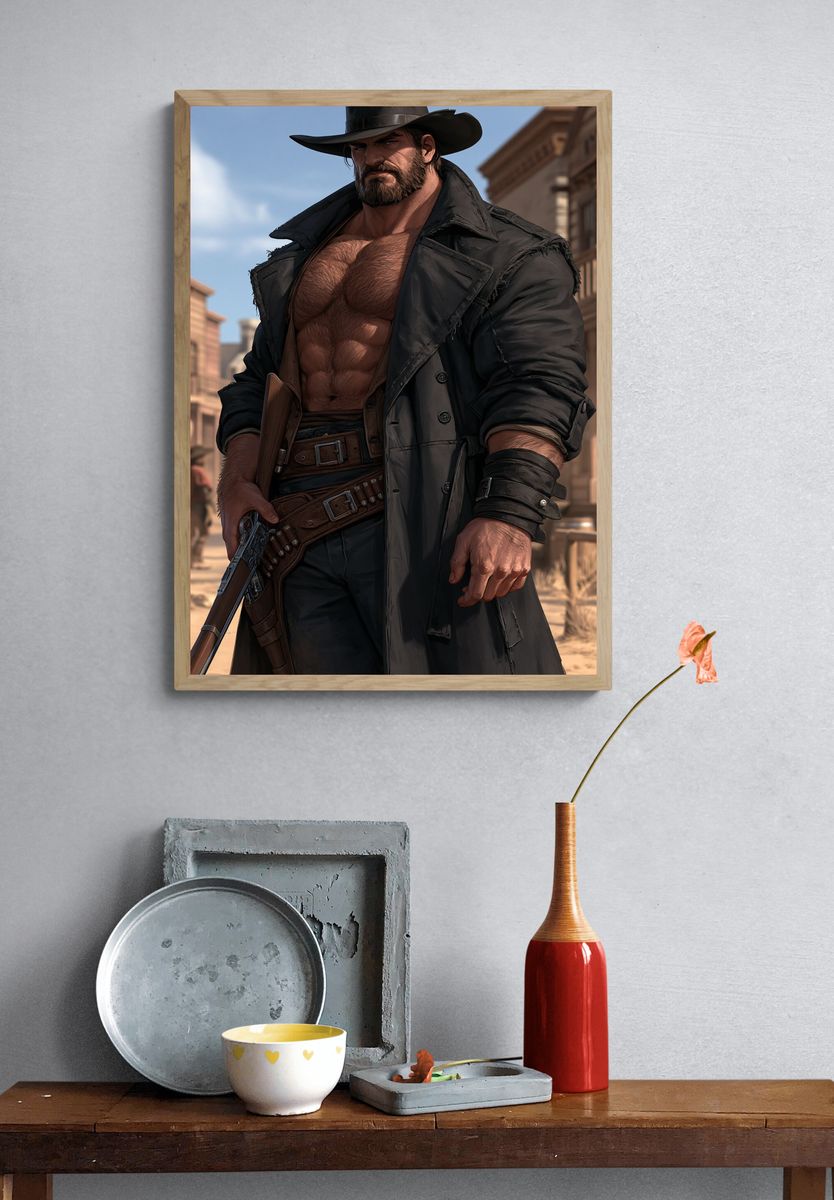 Cowboy Gunslinger — Illustration Print. — room view 3
