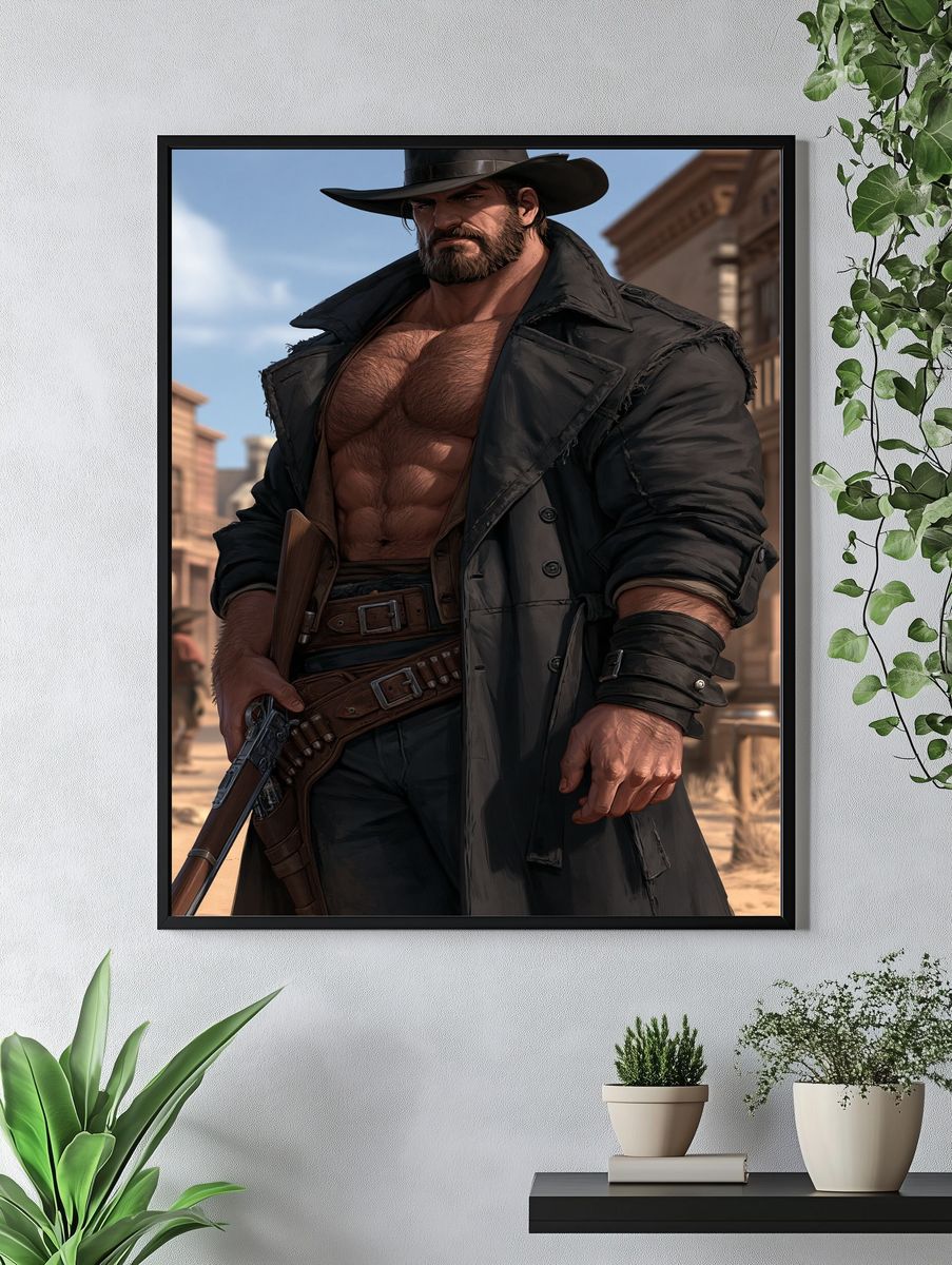Cowboy Gunslinger — Illustration Print. — room view 4