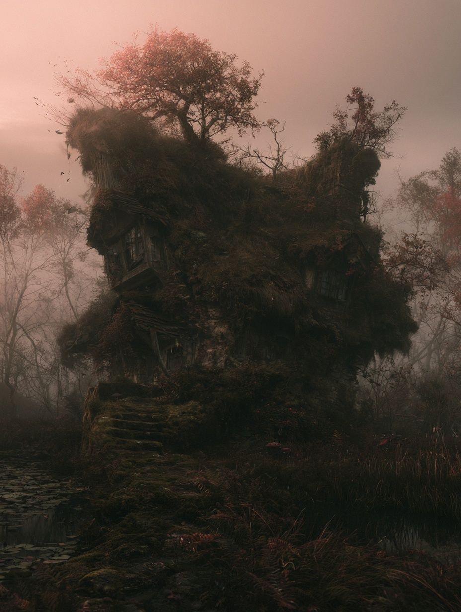 Misty Forest Ruins Poster. poster detail