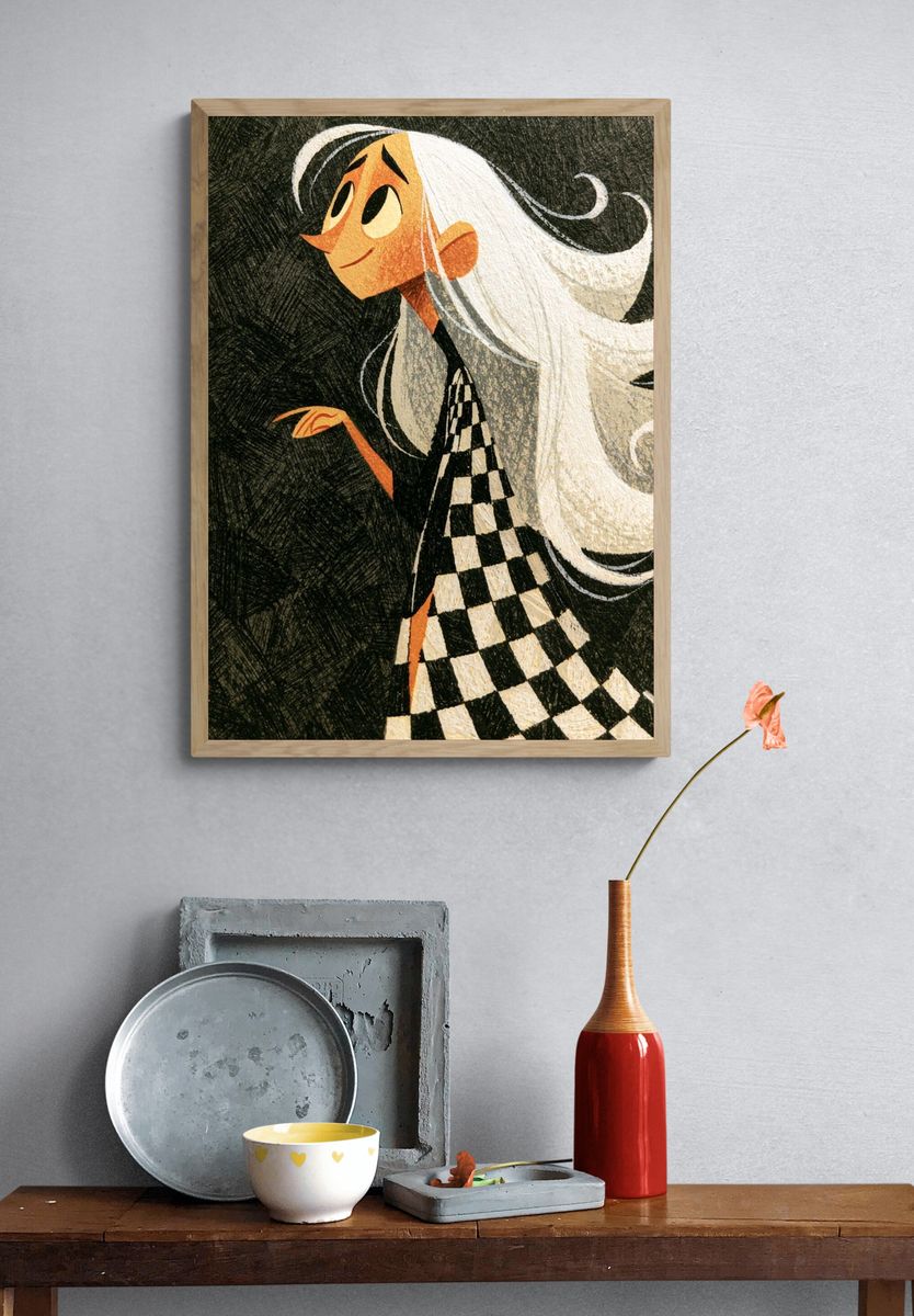 Stylized Girl Portrait Print. — room view 3