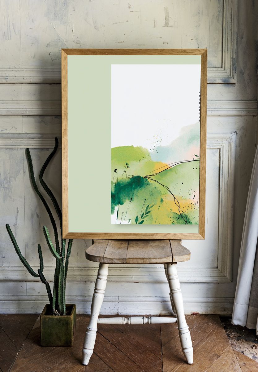 Korean Landscape Watercolor Poster. — room view 1