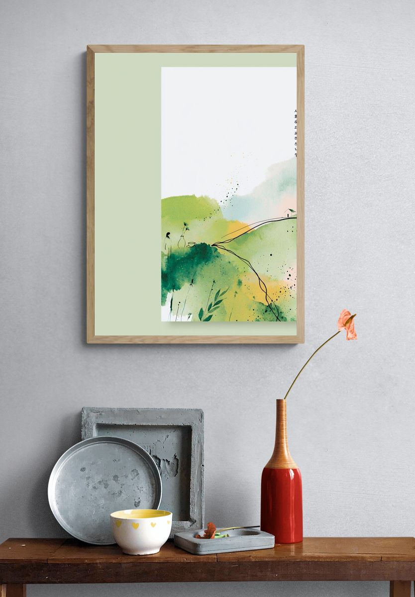 Korean Landscape Watercolor Poster. — room view 3
