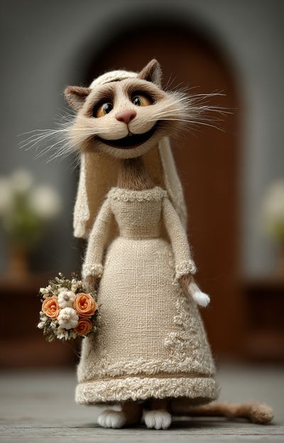 Bride Cat Portrait Print. poster