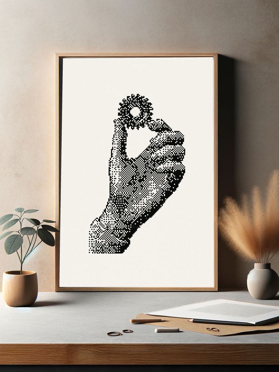 Pixelated Hand Gesture Print. — room view 2