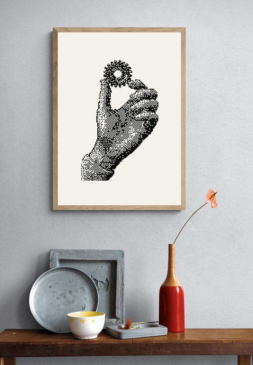 Pixelated Hand Gesture Print. — room view 3