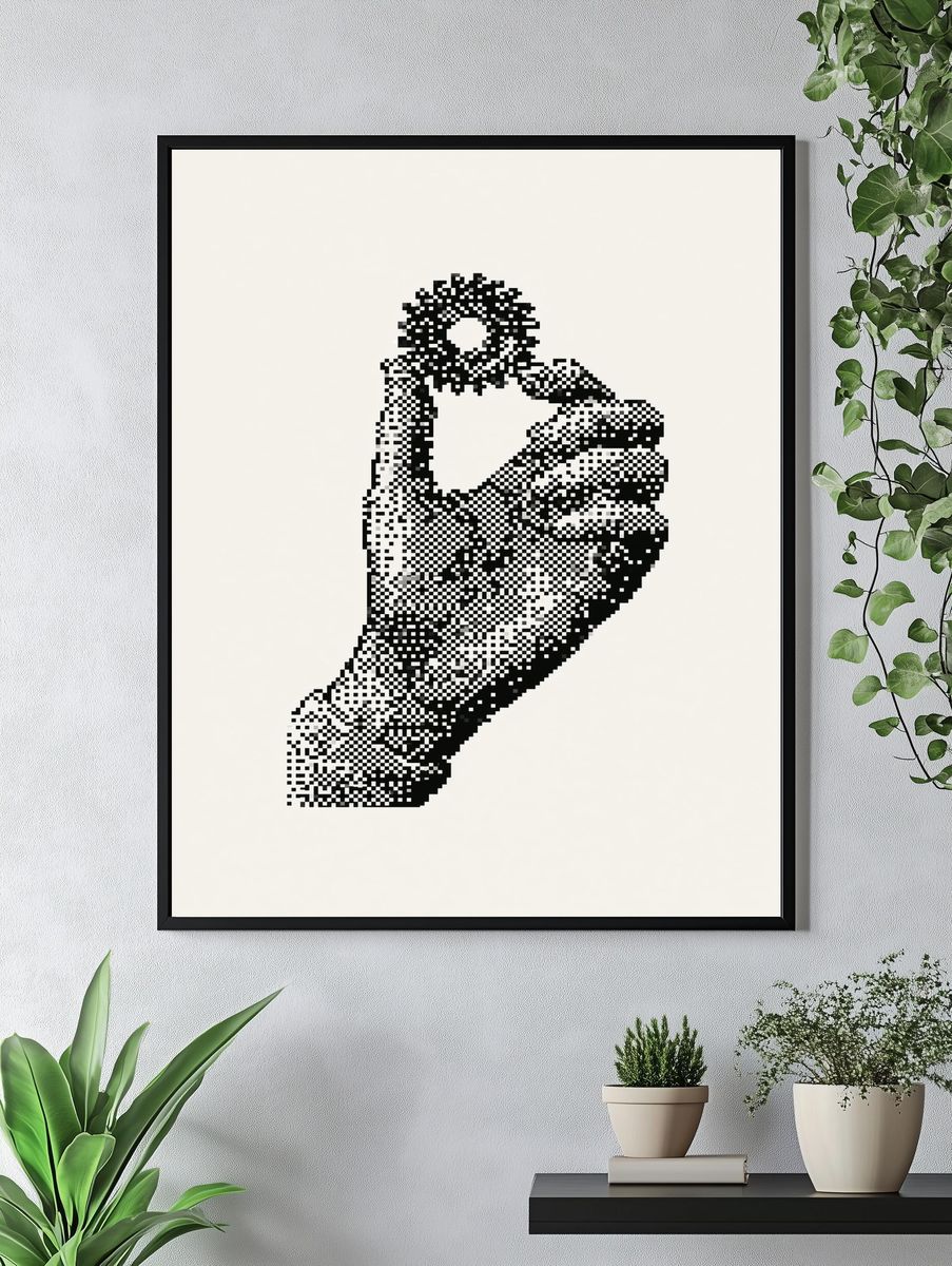 Pixelated Hand Gesture Print. — room view 4