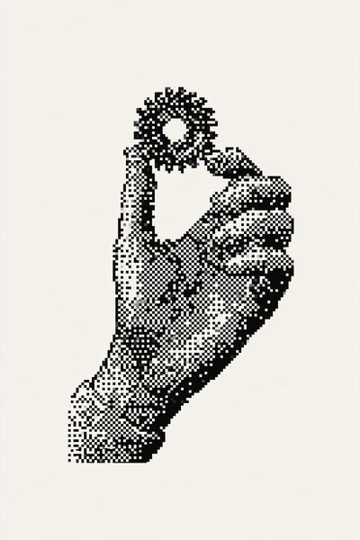 Pixelated Hand Gesture Print.