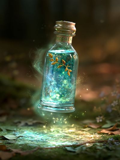 Enchanted Glass Bottle Illustration Poster. poster print