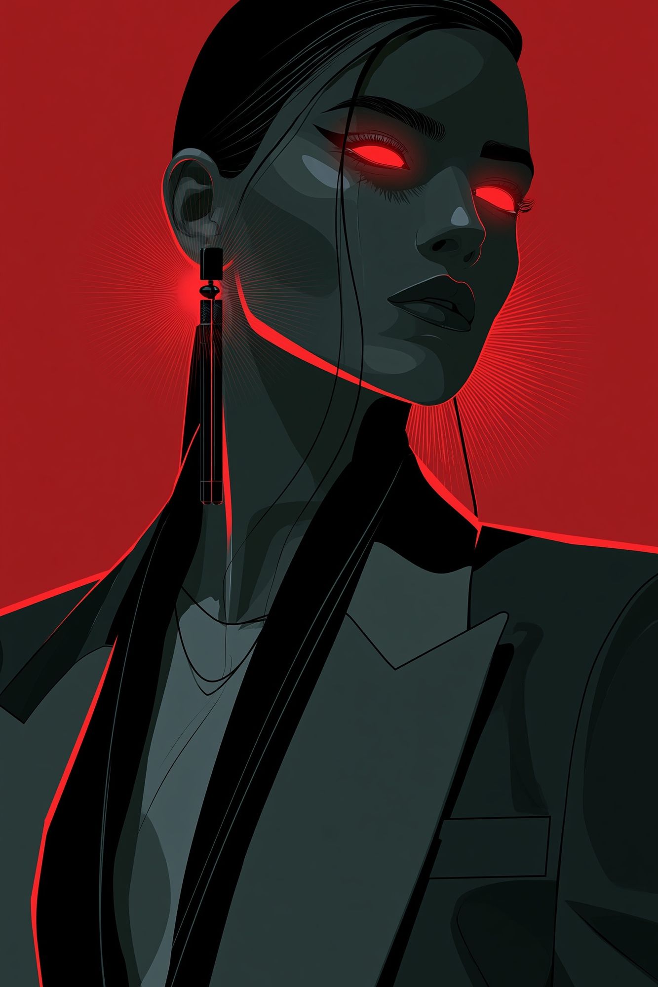 Cyberpunk Woman Portrait Poster. poster — illustration art